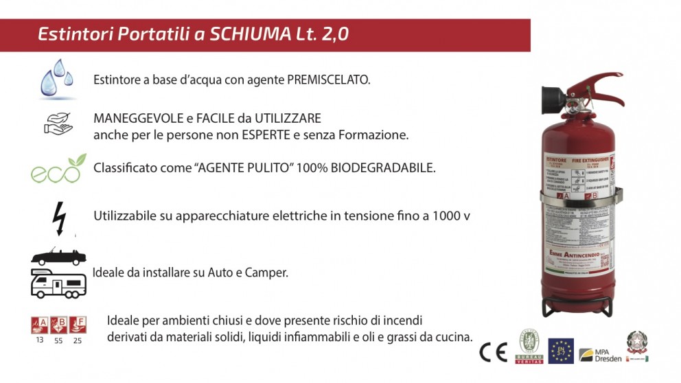 ESTINTORE A SCHIUMA LT 2,0